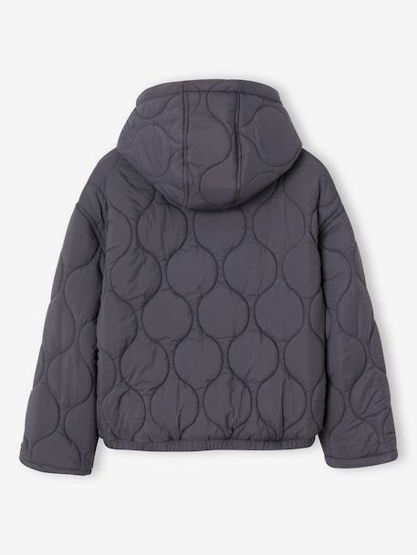 Lightweight puffer jacket with hood for girls black - vertbaudet enfant 