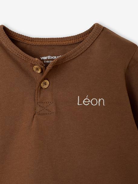 Pack of 2 long-sleeved T-shirts for baby cocoa+emerald green - vertbaudet enfant 