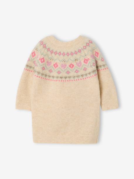 Long-sleeved knitted dress for baby girls vanilla - vertbaudet enfant 
