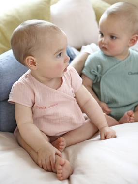Bébé-T-shirt, sous-pull-T-shirt-Body bébé personnalisable en gaze de coton ouverture naissance