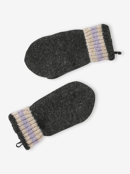 Girls knit hat, snood and gloves set anthracite - vertbaudet enfant 