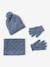 Knit hat, snood and gloves set for girls marl grey+sky blue - vertbaudet enfant 