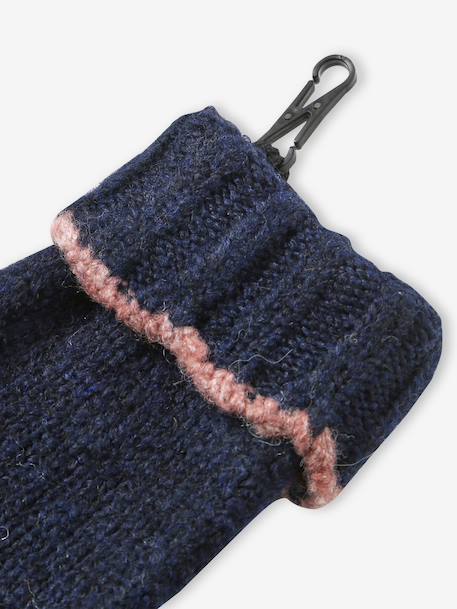 Knitwear hat, snood and gloves set for girls navy blue - vertbaudet enfant 