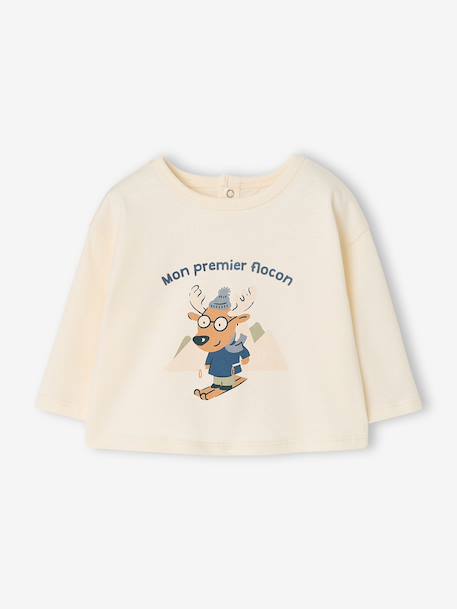 Long-sleeved T-shirt for baby ecru - vertbaudet enfant 