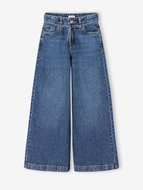 Wide-leg jeans for girls medium blue - vertbaudet enfant 