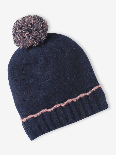 Knitwear hat, snood and gloves set for girls navy blue - vertbaudet enfant 