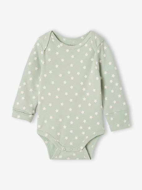 Pack of 5 newborn long-sleeved bodysuits sage green - vertbaudet enfant 