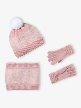 Ensemble fille en tricot bonnet, snood et gants - vertbaudet enfant Fille-Ensemble fille en tricot bonnet, snood et gants