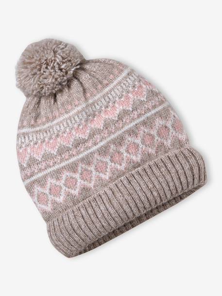 Ensemble fille tricot bonnet, snood et gants moka - vertbaudet enfant 