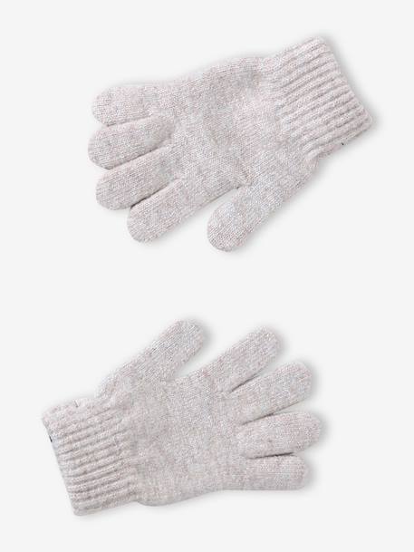 Knitted hat, snood and gloves set for girls sandy beige - vertbaudet enfant 