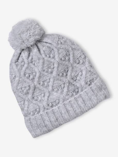 Knit hat, snood and gloves set for girls marl grey+sky blue - vertbaudet enfant 