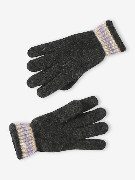 Girls knit hat, snood and gloves set anthracite - vertbaudet enfant 