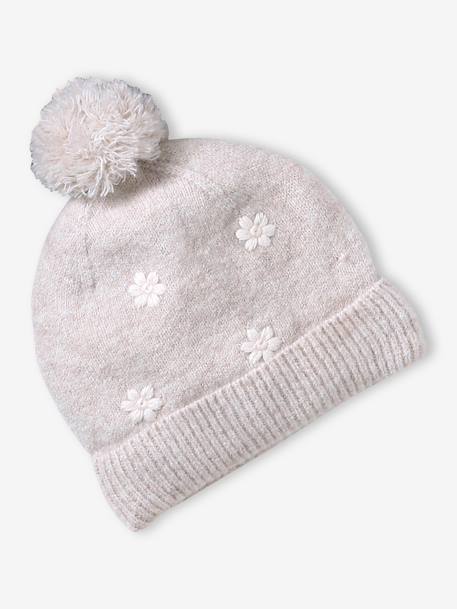 Knitted hat, snood and gloves set for girls sandy beige - vertbaudet enfant 