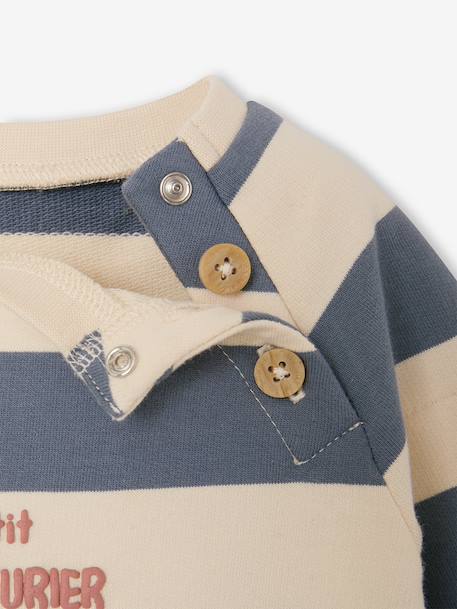 Striped Fleece Sweatshirt for Babies fir green+grey blue+striped blue+striped green+tomato red - vertbaudet enfant 