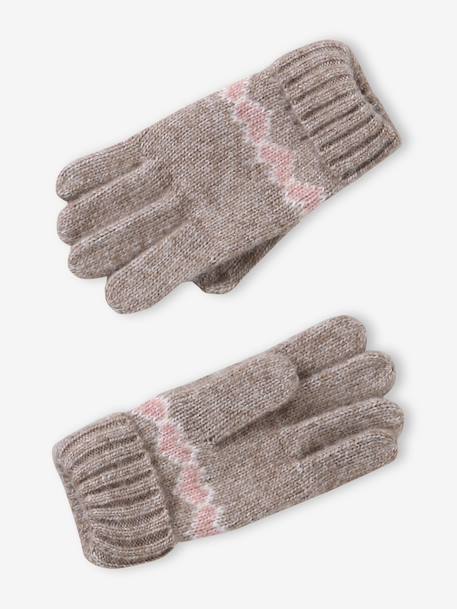 Knitted hat, snood and gloves set for girls mocha - vertbaudet enfant 