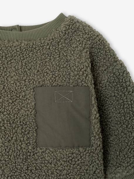 Sherpa sweatshirt for babies green+pecan nut - vertbaudet enfant 