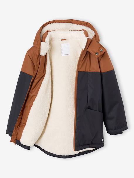 Technical Parka with Hood for Boys BROWN MEDIUM SOLID WITH DESIGN+hazel - vertbaudet enfant 