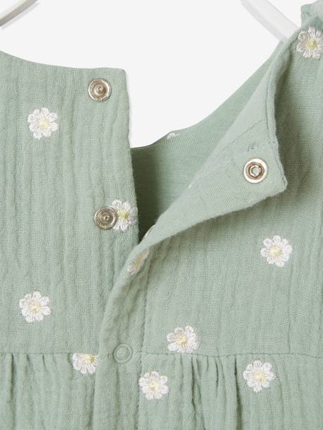 Combinaison bébé naissance en gaze de coton beige+blanc+écru+tilleul imprimé - vertbaudet enfant 