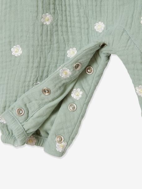 Combinaison bébé naissance en gaze de coton beige+blanc+écru+tilleul imprimé - vertbaudet enfant 