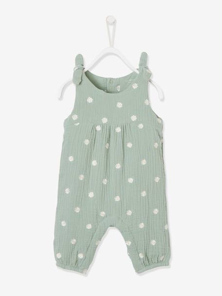 Combinaison bébé naissance en gaze de coton beige+blanc+écru+tilleul imprimé - vertbaudet enfant 