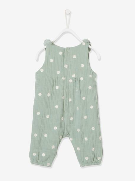 Combinaison bébé naissance en gaze de coton beige+blanc+écru+tilleul imprimé - vertbaudet enfant 