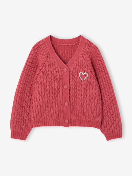 Gilet boutonné fille écru+vieux rose - vertbaudet enfant 