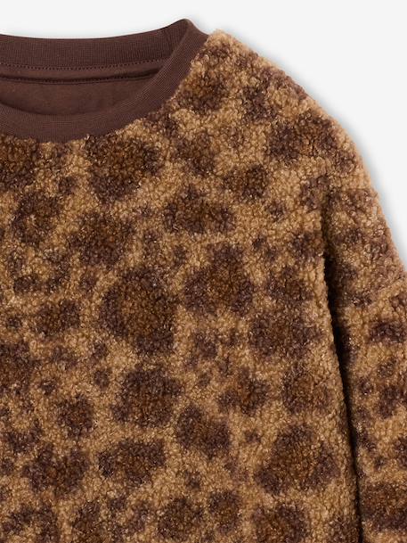 Sweat fille manches longues col rond camel+ecru - vertbaudet enfant 