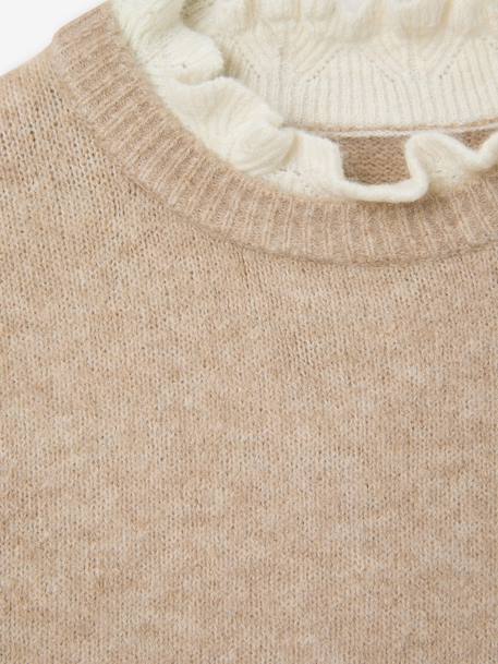 Pull col montant fille camel+old rose - vertbaudet enfant 