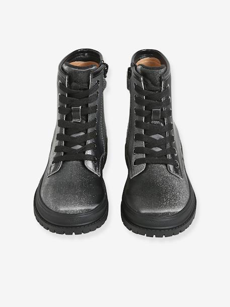 Boots fille à lacets zippées argenté - vertbaudet enfant 