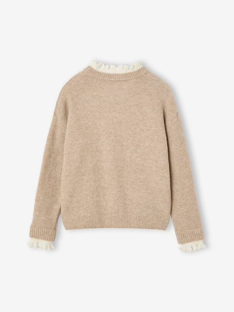 Pull col montant fille camel+old rose - vertbaudet enfant 