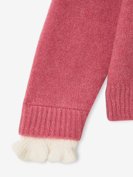 Pull col montant fille camel+old rose - vertbaudet enfant 