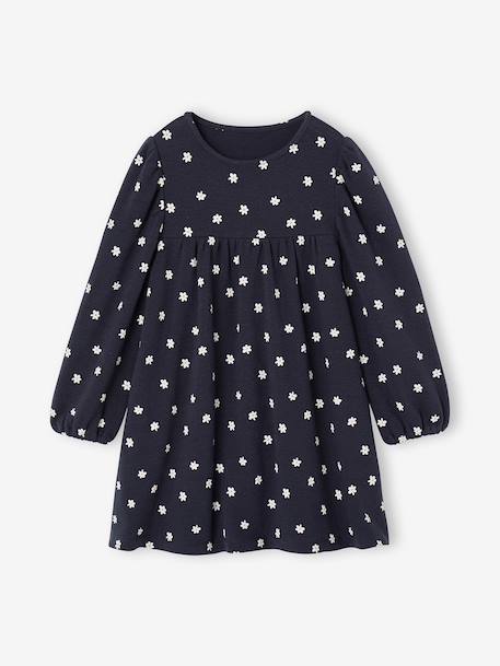 Long-sleeved dress for girls ecru+navy blue - vertbaudet enfant 