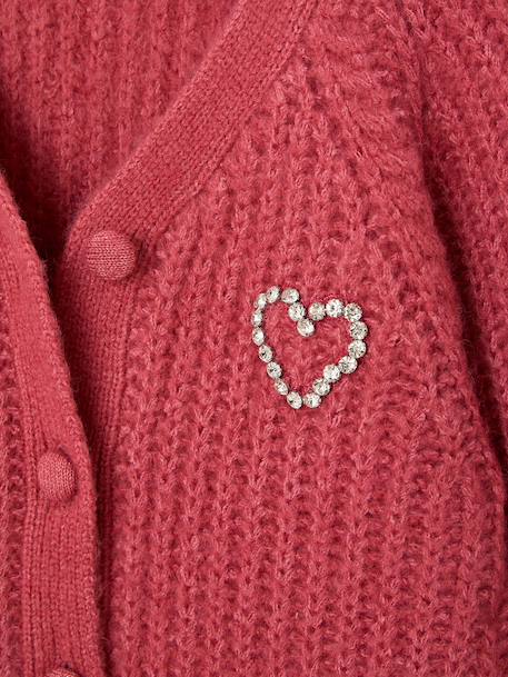 Gilet boutonné fille écru+vieux rose - vertbaudet enfant 