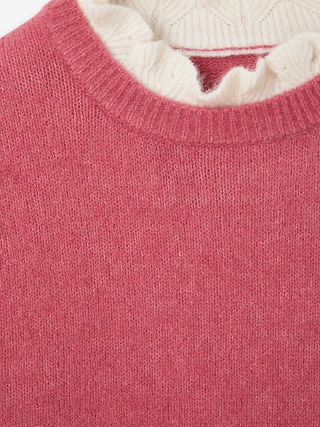 Pull col montant fille camel+old rose - vertbaudet enfant 
