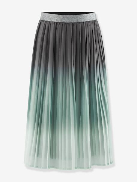 Jupe longue plissée fille Happy Girls bleu foncé+vert de gris - vertbaudet enfant 