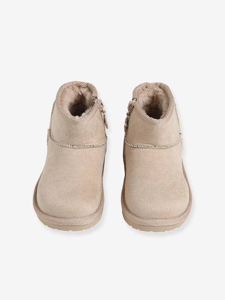 Zip-up textile boots for girls taupe - vertbaudet enfant 
