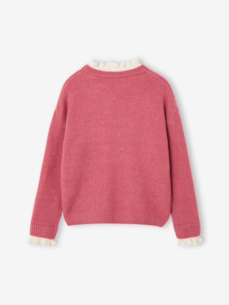 Pull col montant fille camel+old rose - vertbaudet enfant 
