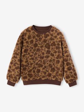 Sweat fille manches longues col rond - vertbaudet enfant