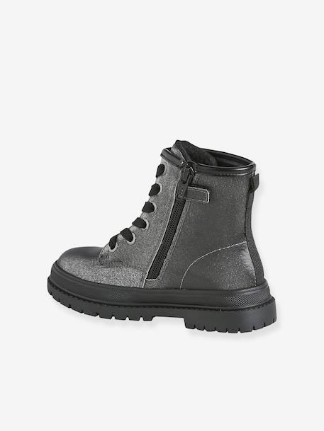 Lace-up zip boots for girls silver - vertbaudet enfant 