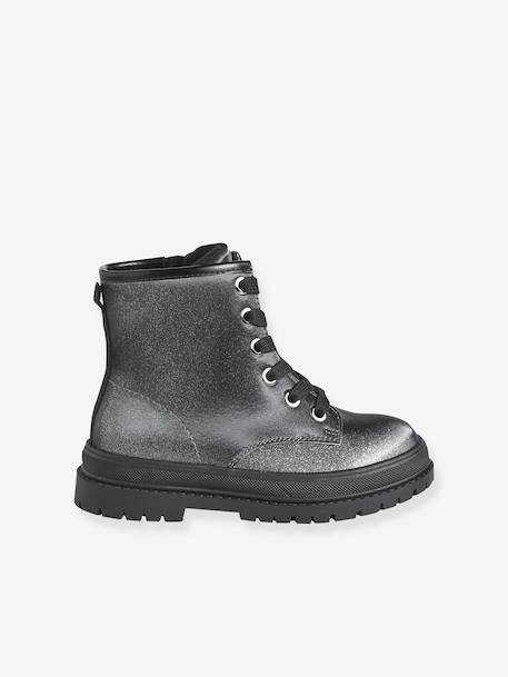 Boots fille à lacets zippées argenté - vertbaudet enfant 