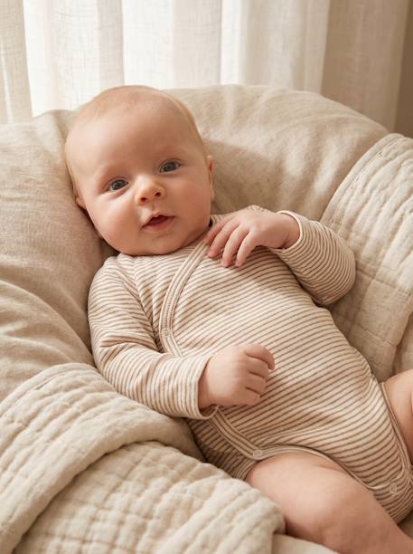 Pack of 3 long-sleeved newborn bodysuits cappuccino - vertbaudet enfant 