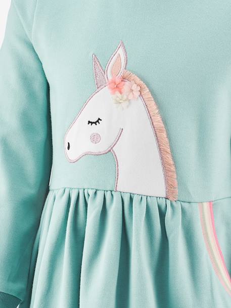 Robe sweat licorne fille Happy Girls marine+vert sauge - vertbaudet enfant 