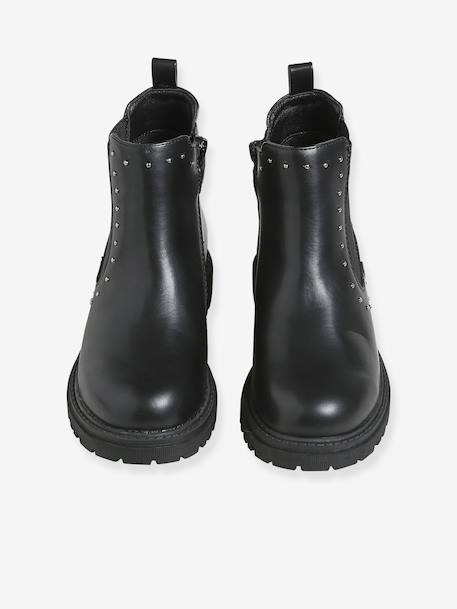 Zip-up synthetic ankle boots for girls black - vertbaudet enfant 