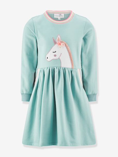 Robe sweat licorne fille Happy Girls marine+vert sauge - vertbaudet enfant 