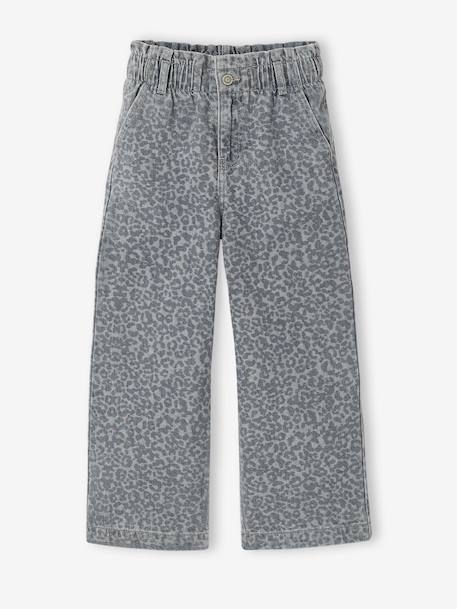 Pantalon fille large motifs fantaisie bleu clair+bleu foncé+denim gris+gris - vertbaudet enfant 