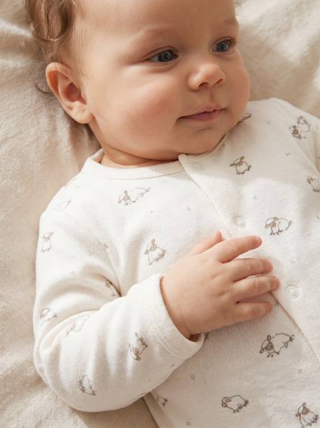 Pack of 2 baby sleepsuits with front opening cappuccino+pale pink+sage green - vertbaudet enfant 