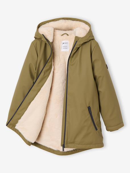 Long hooded raincoat for girls khaki - vertbaudet enfant 