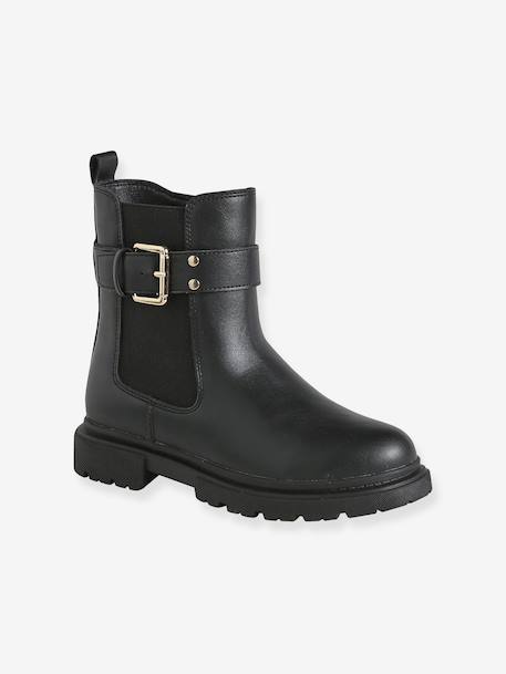 Zip-up synthetic boots for girls black - vertbaudet enfant 