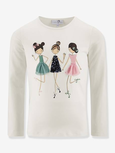 T-shirt manches longues avec motif 3D fille Happy Girls écru - vertbaudet enfant 