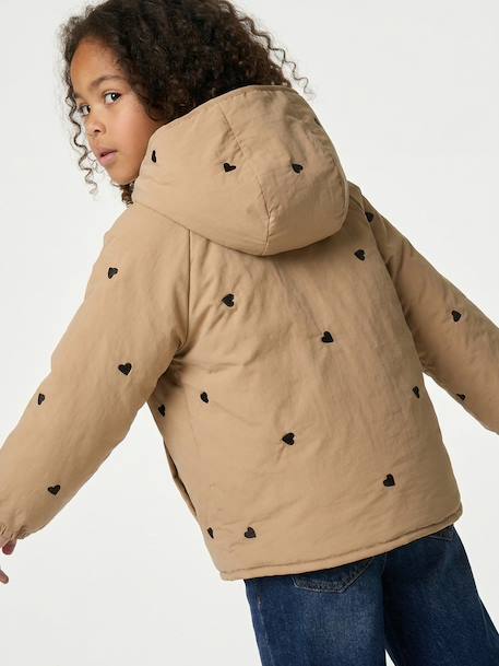Girl's embroidered lightweight jacket grey green+hazel - vertbaudet enfant 